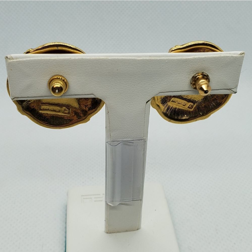Vintage Napier Black & Gold Tone Earrings - Picture 3 of 4